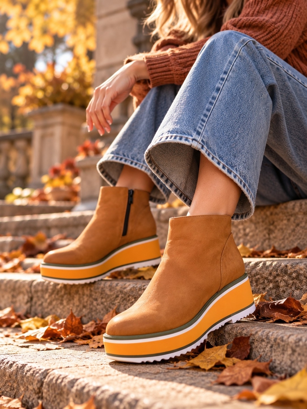 Brown Platform Ankle Boots US 7 EU 38 Platform Boots